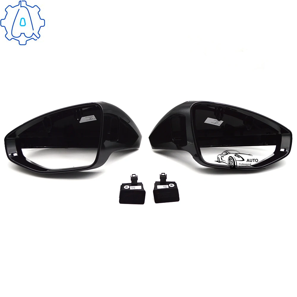 For Audi A6 C8 black lane change assist mirror housing with lane change assist light