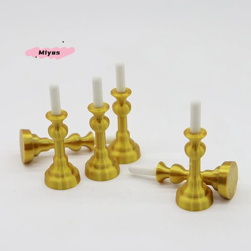 1/2 pezzi portacandele dorato in miniatura per casa delle bambole 1/12 mini candeliere modello casa delle bambole sala da pranzo decorazioni per la casa accessori fai da te