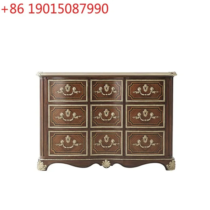 

British nine-chest cabinet neoclassical light luxury brass dining room decorative cabinet court solid wood porch cabinet