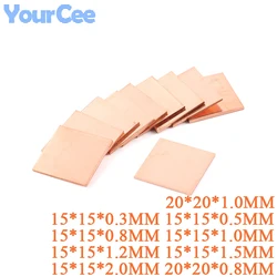 10pcs 15mmx15mm 0.3mm 0.5mm 0.8mm 1mm 1.2mm 1.5mm 2.0mm 두꺼운 방열판 구리 심 열 패드 노트북 IC 칩셋 GPU CPU용