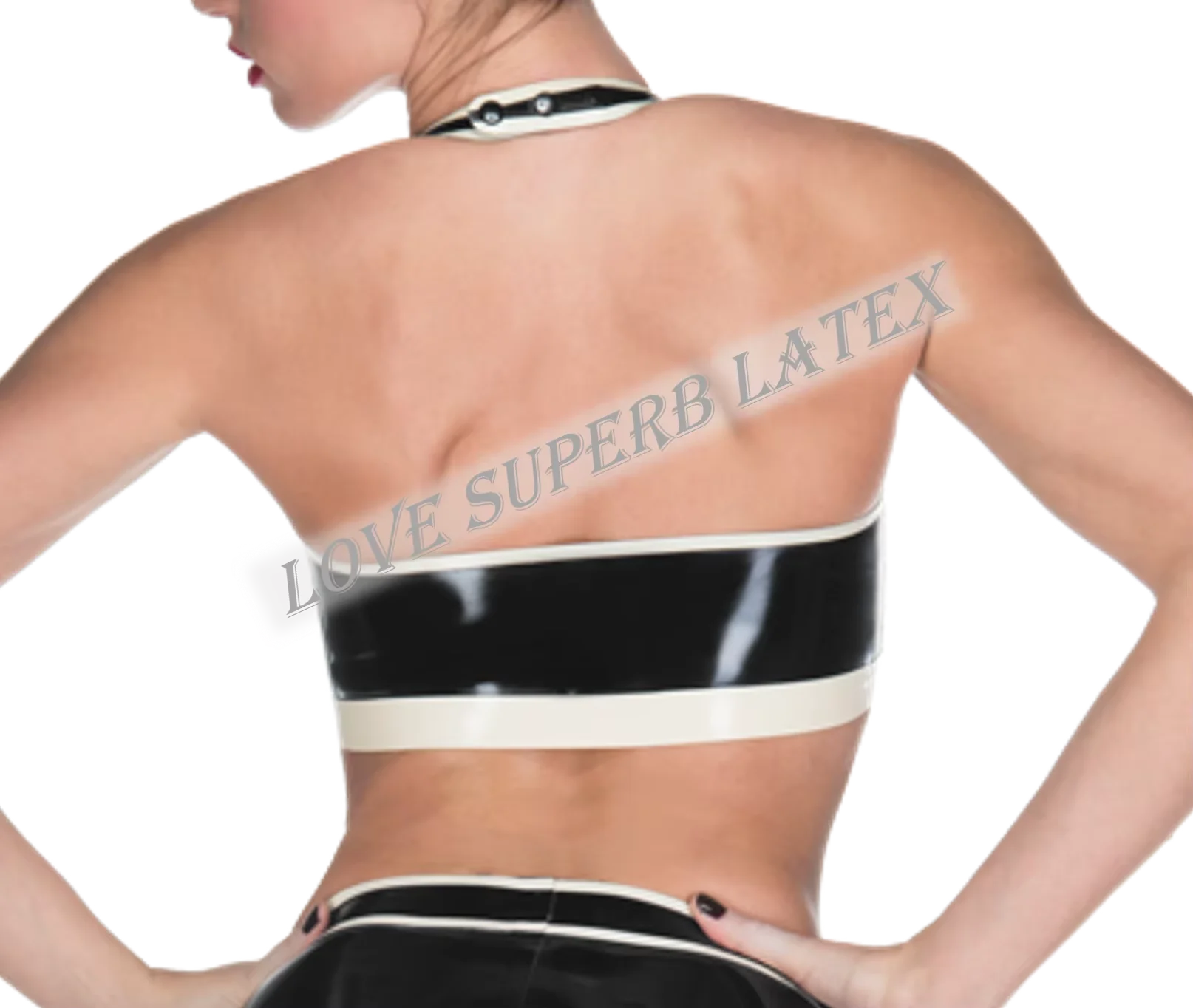 Sutiã de látex natural com gola halter, roupa íntima de borracha, fixação frontal única, sexy, fofo, personalizado