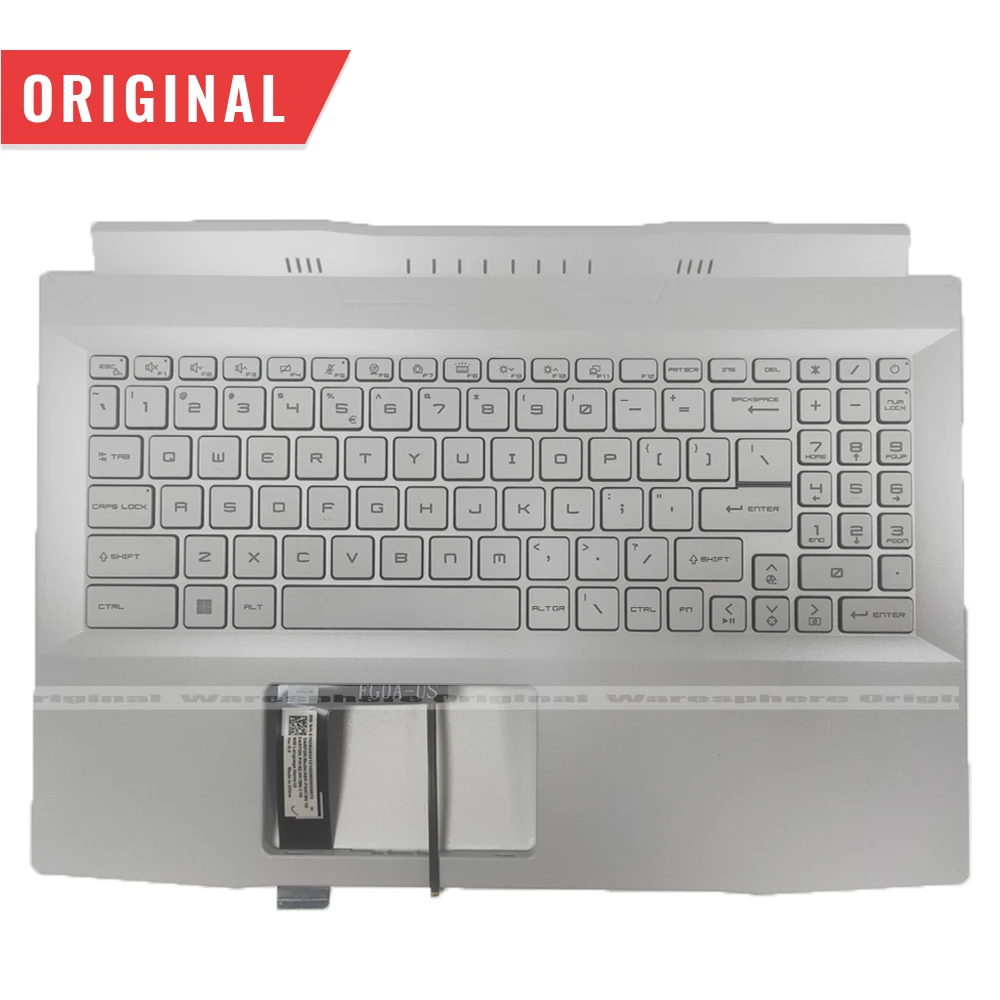 

New Original Palmrest for MSI GF66 MS-1582 Top Cover Upper Case With Backlit Keyboard 957-15813E-C21 White