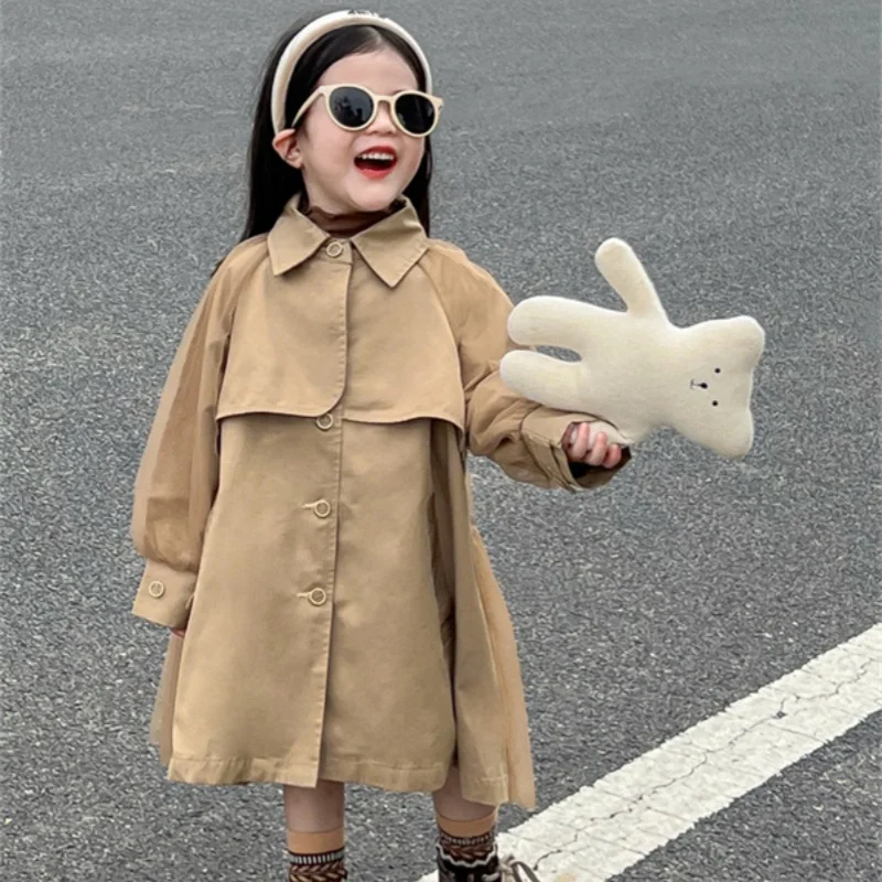 

Girls Windbreak Coat Overcoat Jacket Outerwear 2024 Dazzling Spring Autumn Cotton School Outdoor Teenagers Children's Clothing