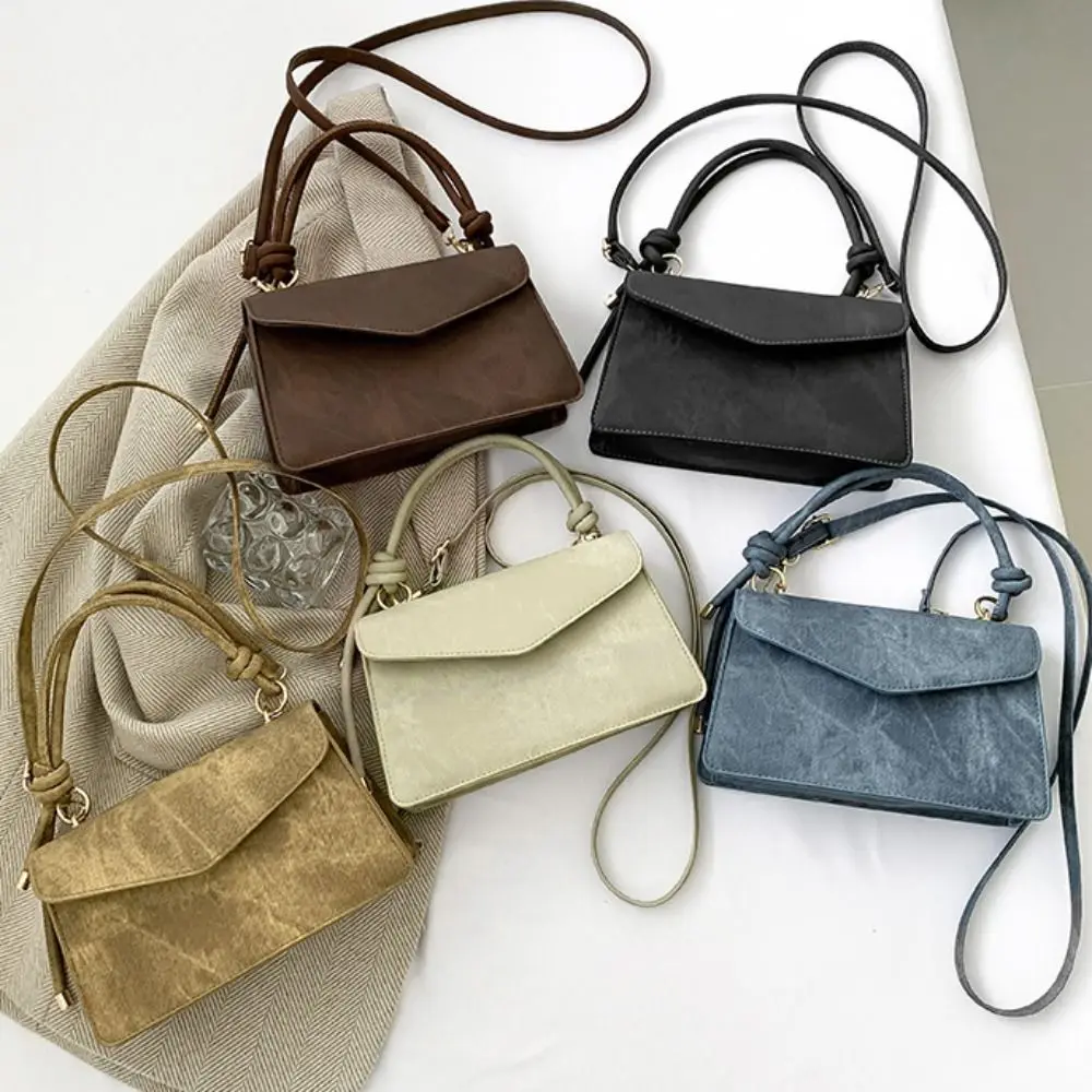 Portable Shoulder Bag Smudging Square Bag Purse Solid Color Simple Crossbody Bag Korean Style Large Capacity PU Handbag Outdoor