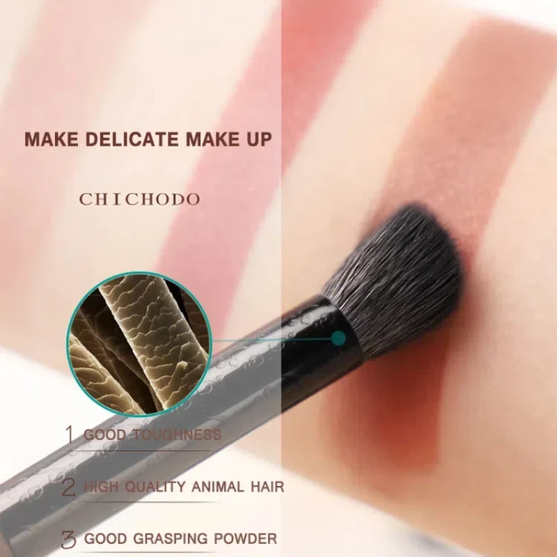 CHICHODO Professional animal hair makeup brush Oblique nose shadow bronzer brush Simple beauty tools - Goat hair -E222