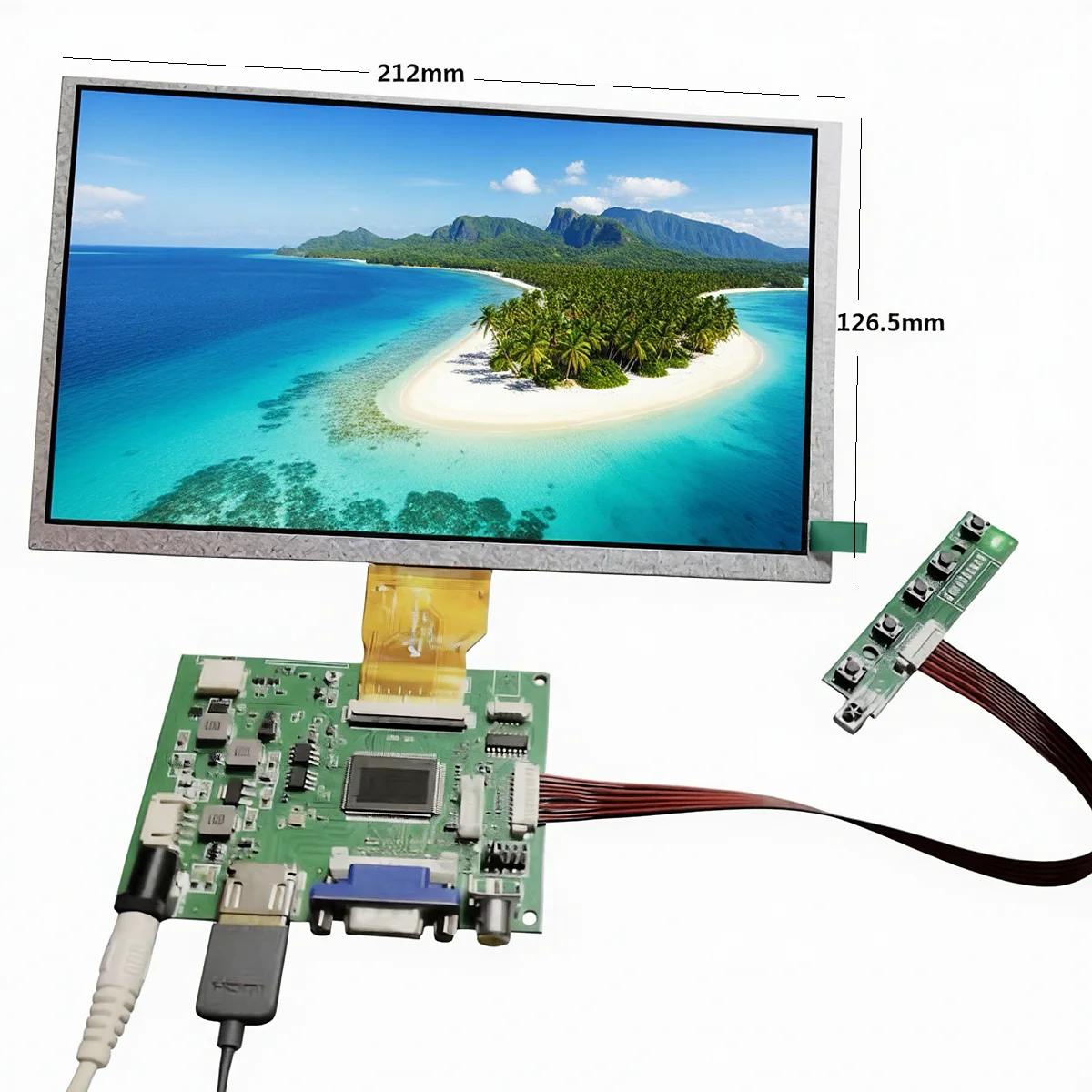 

9 inch LCD Display Module Kit IPS 1024x600 HD Screen | VGA & AV Input | 12V DC Power Supply | For Industrial Control, Raspberry