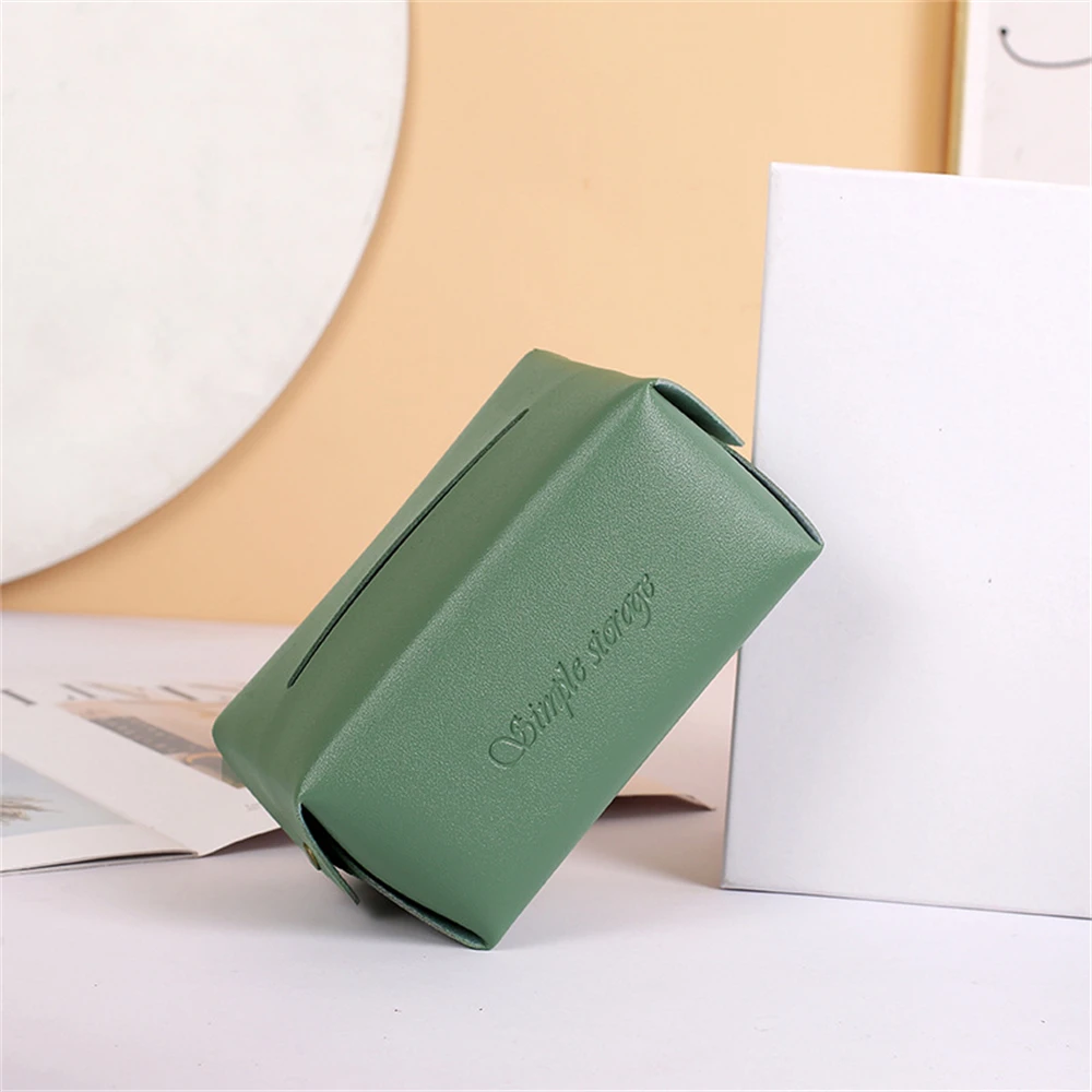 Nordic PVC Leather Tissue Box, Portable, Desktop, Toilet Paper Holder, Napkin Storage Box, WC Paper Container, Home Decoration