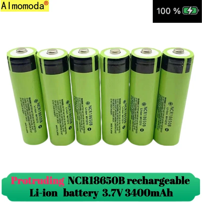 

2024 protruding 100% USB rechargeable lithium battery NCR18650 3.7V 3400mAh 34B USB charger original battery cell flashlight