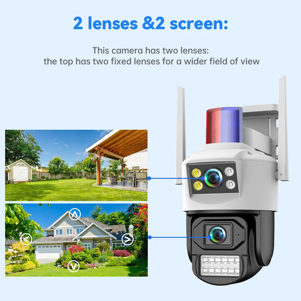 DIFANG 4K Dual Lens outdoor Wifi Security Camera, two-way audio, Color night Vision, Wireless CCTV  IP Camera with Light Alarm