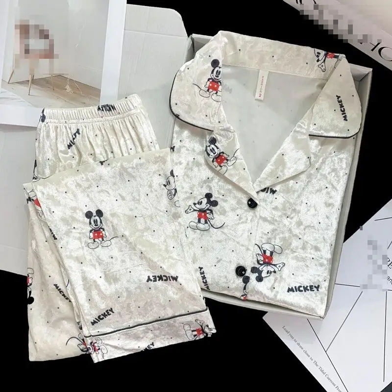 

New Cartoon Women's Long Sleeved Pajamas Set Spring Autumn Winter Women's Trousers Home Wear Fashionable Sweet Two Piece Set