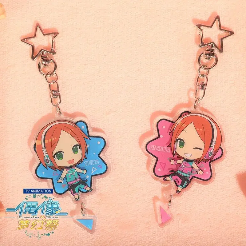 Ensemble Stars Keychain Man Tsukinaga Leo Key Chain Women Key Holder Couples Keyring Acrylic Pendant Porte Clef Sakuma Ritsu