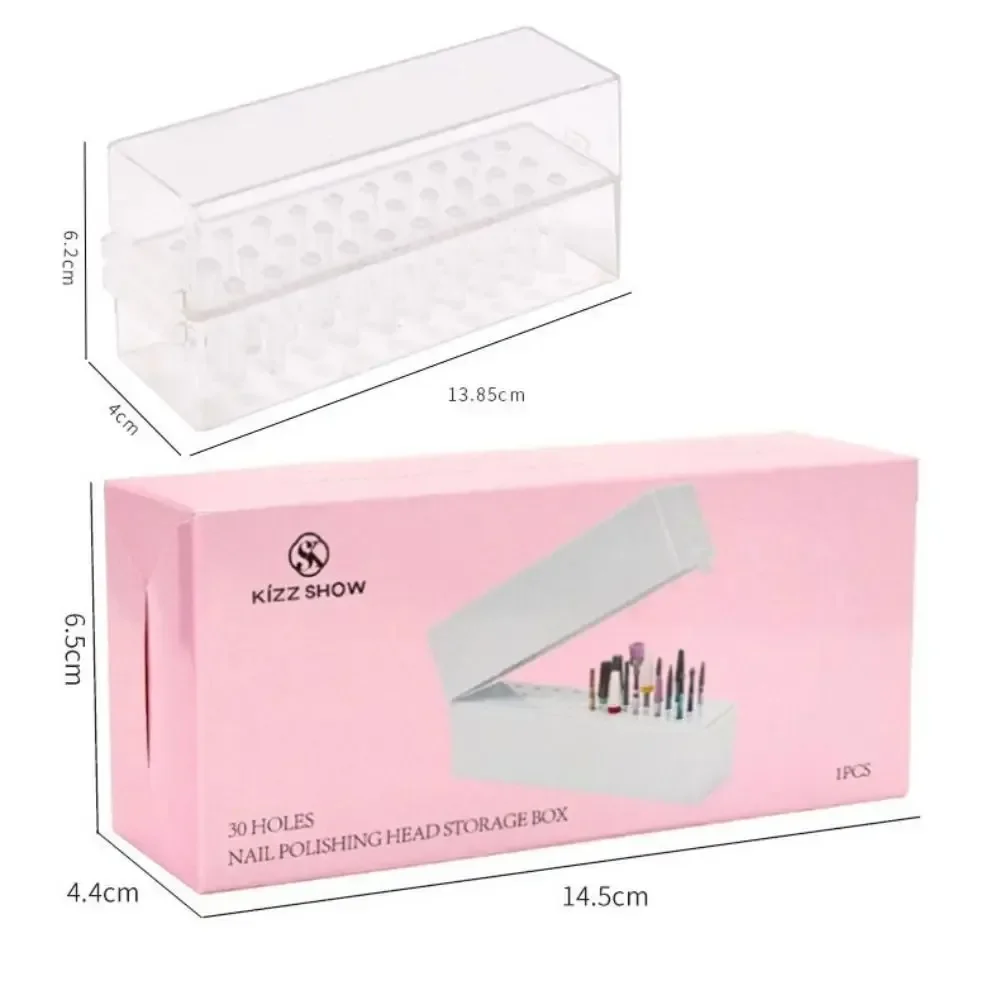 Étui de rangement transparent pour foret à ongles, 30 fentes, anti-poussière, boîte de rangement pour outils de manucure professionnels, accessoires pour Nail Art