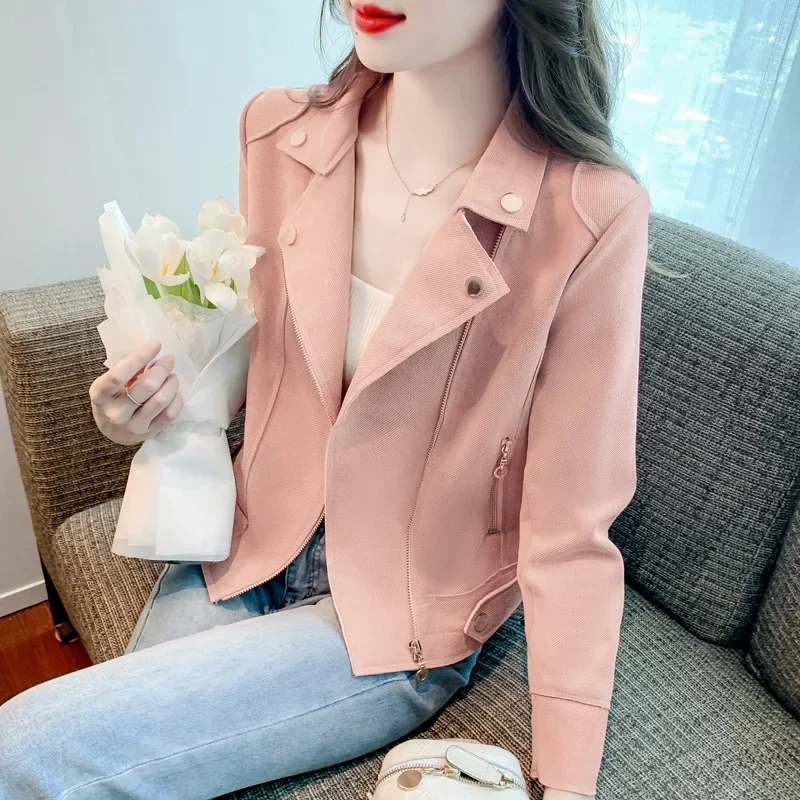 

Новая женская кожаная укороченная куртка-косуха осенней коллекции 2026: модная, универсальная, элегантная, тонкая, с эффектом стройности