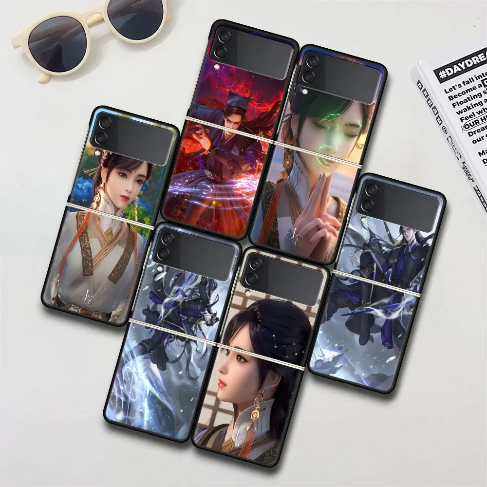 The Island of Siliang Case for Samsung Galaxy Z Flip 4 3 5G Hard Black Cell Phone Cover Zflip4 Zflip3 PC Cases Flip4 Flip3 Coque