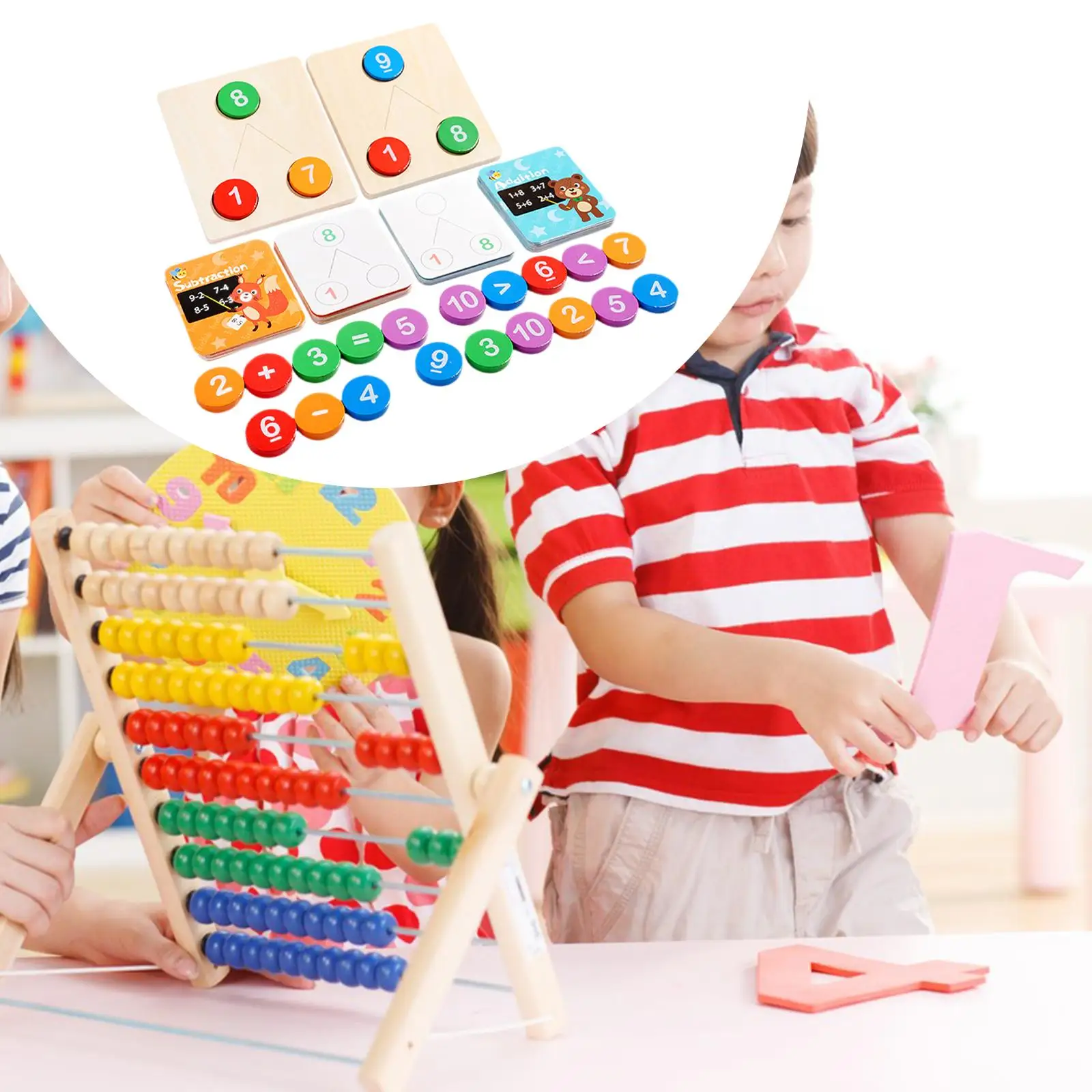 Zählen von Holzspielzeug, mathematische Manipulationen, Zahlen, Arithmetik, Lernen für Kinder im Alter von 3, 4, 5, 6 7, Kleinkinder, Kinder, Urlaubsgeschenke