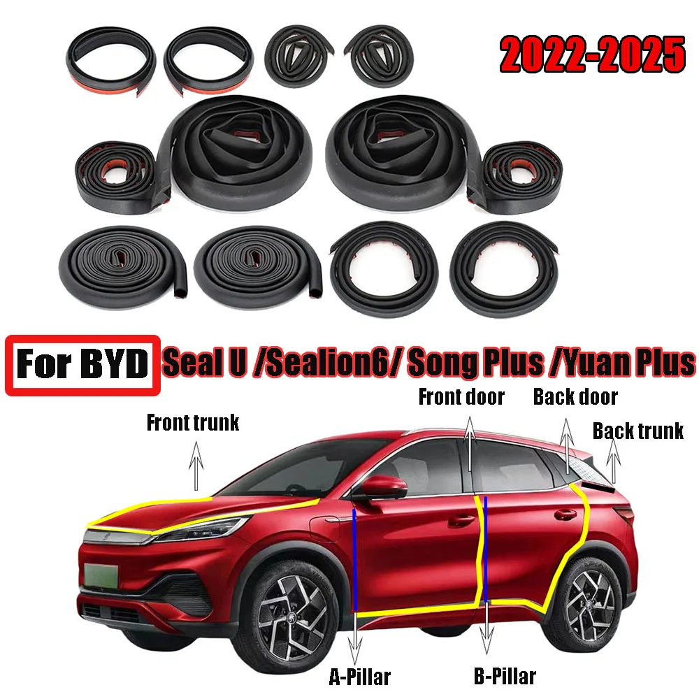 

Soundproof Sealling Strips for BYD Seal U Sealion 6 Song Plus Door Seal Kit Soundproof Rubber Weather Draft Strip Wind Noise