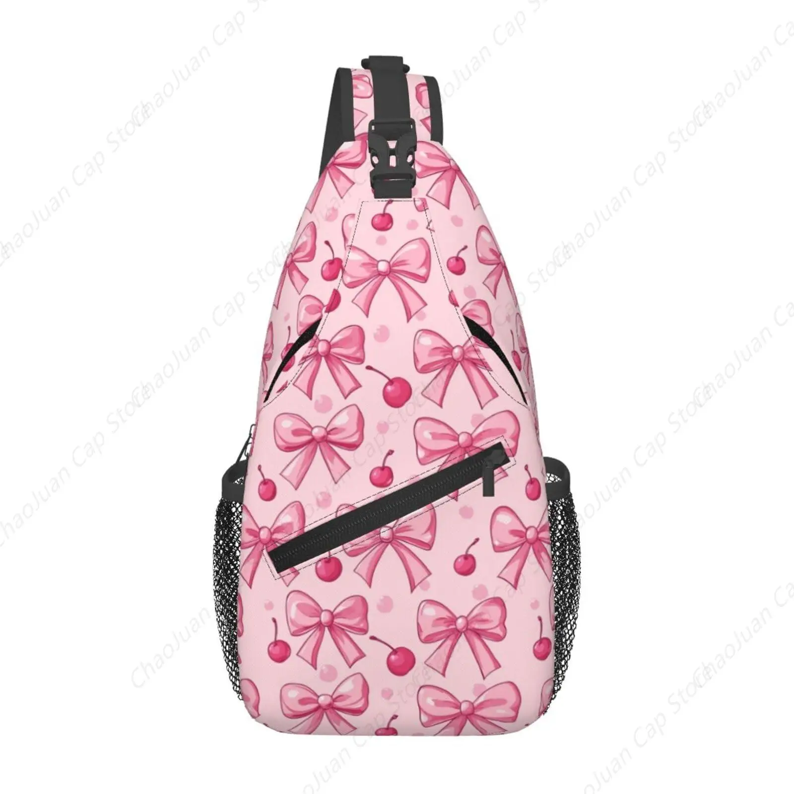 

Сумка-слинг Pink Bows Cherry — рюкзак через плечо для пеших прогулок и путешествий | Милый рюкзак для мужчин и женщин