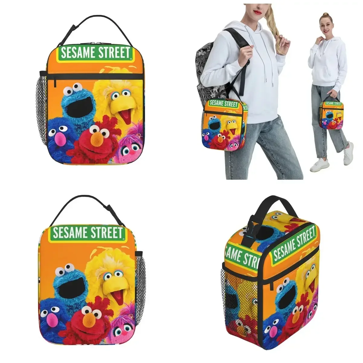 Insulated Lunch Box S-Sesame Streets Accessories Cookie Cartooon Lunch Container Multifunction Cooler Thermal Lunch Box