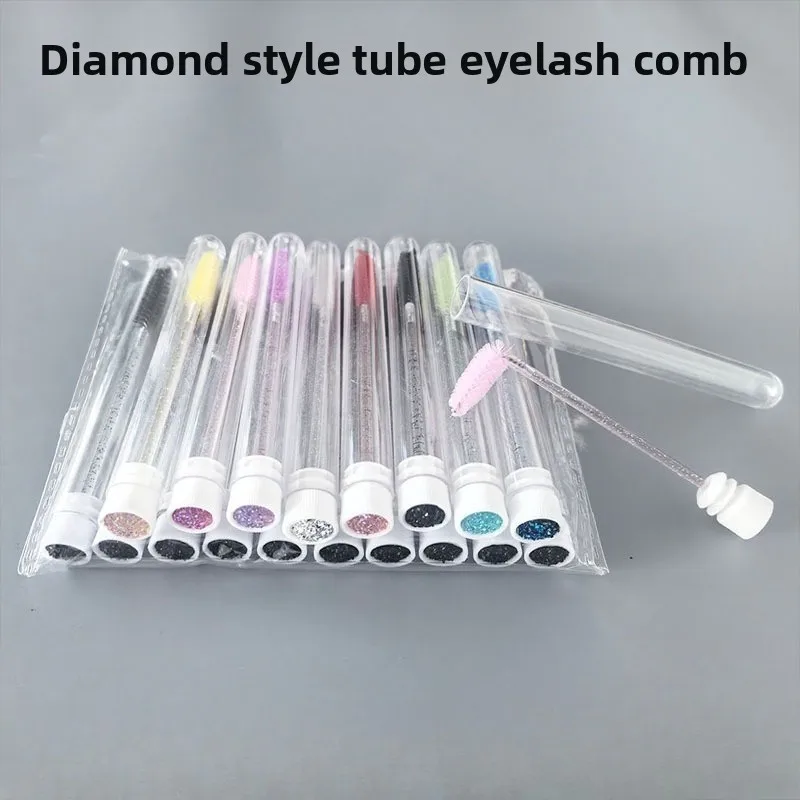 أنبوب رموش صناعية مطعمة مع فرشاة رموش، منتج تجارة خارجية جديدة مع قضيب كريستال ماسي، فرشاة رموش حلزونية محمولة