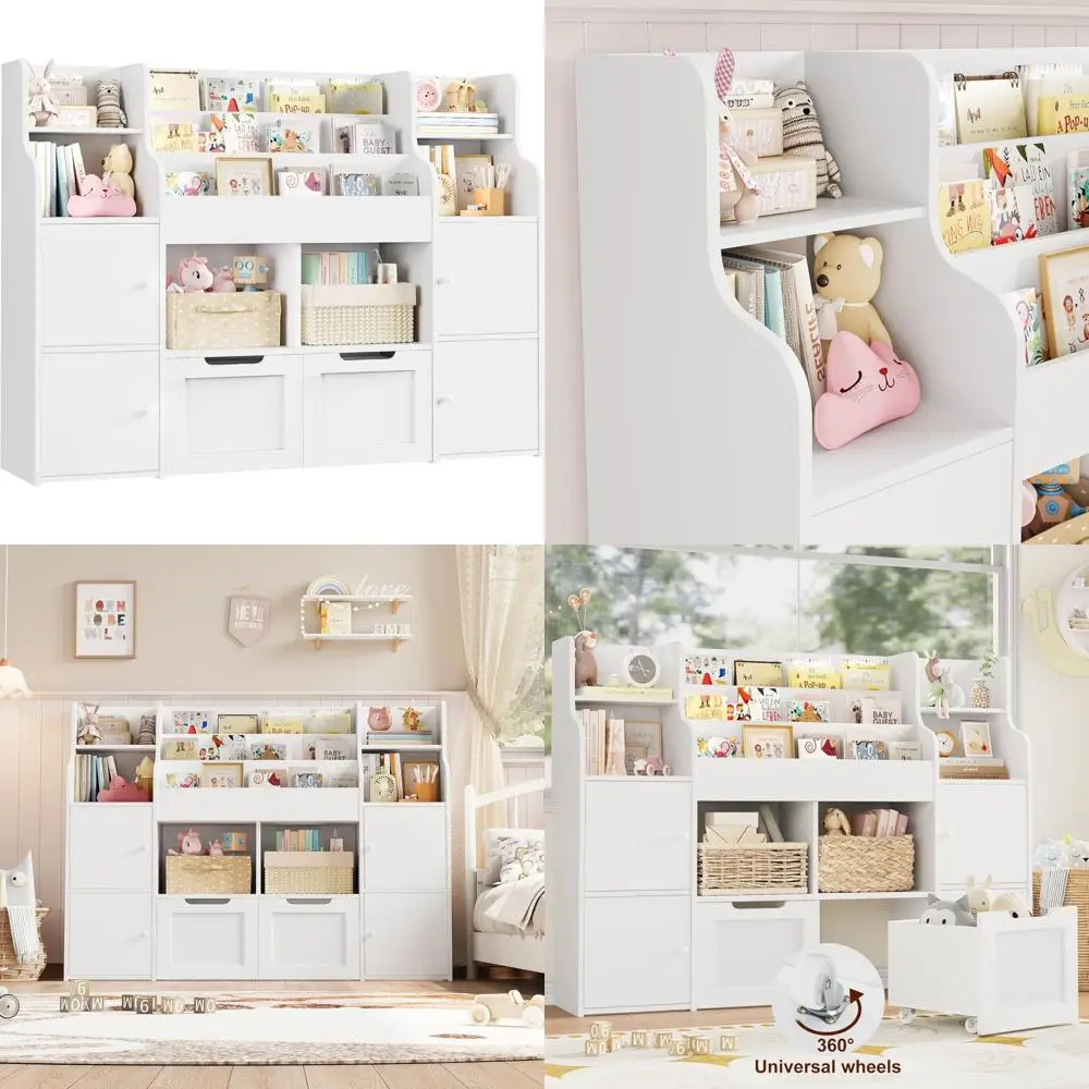 Большой органайзер для хранения игрушек с 8 кубиками и 2 ящиками, органайзер для детской игровой комнаты, прочное и компактное решение