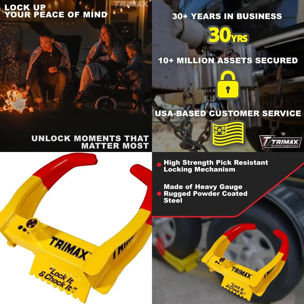 

TCL65 — Замок колеса прицепа — Подходит для шин диагональю 6–10,5 дюйма — Замок багажника колеса для прицепа, автомобиля, грузовика, лодки, квадроцикла, кемпера и многого другого