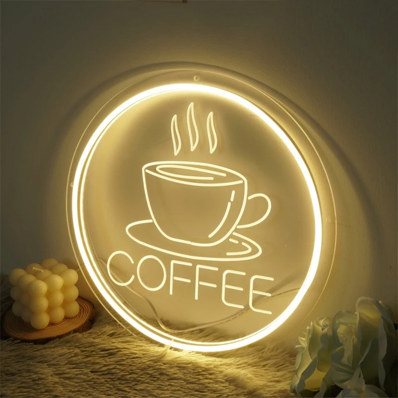 Coffee Neon Sign Carving Acrylic Plate Neon Light Custom Business Neon Signs LED Neon Light For Cafes Restaurant Shop Room Decor