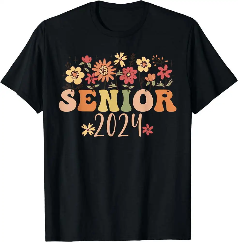 Senior 2024 Groovy Retro Class Of 2024 Graduation T-Shirt Black 2X-Large For Men Clothing Women Tees Y2K Tops Short Sleeve