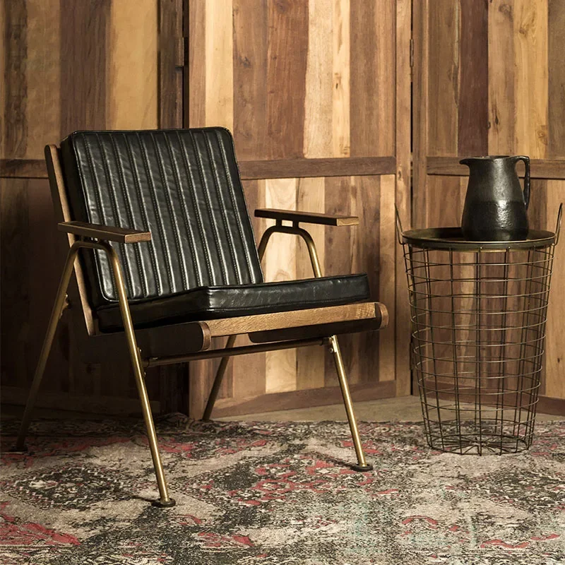 Sillón nórdico moderno de cuero para sala de estar, sillón de lectura, balcón, ocio, dormitorio