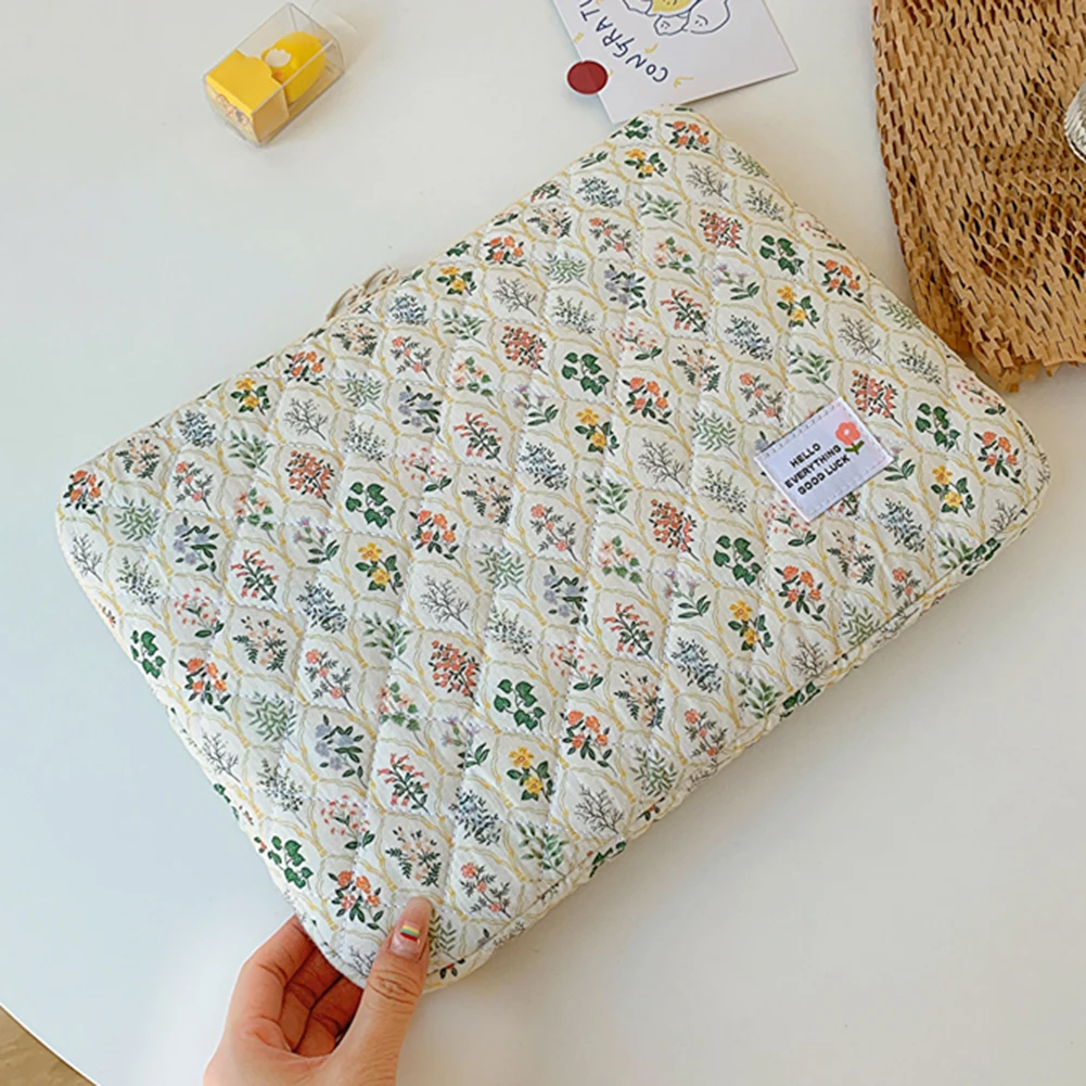 Computer Bag Cute Flower Laptop Sleeve Protective Soft Padded Polyester Vertical Case Zipper Cover Compatible for 14 in Notebook