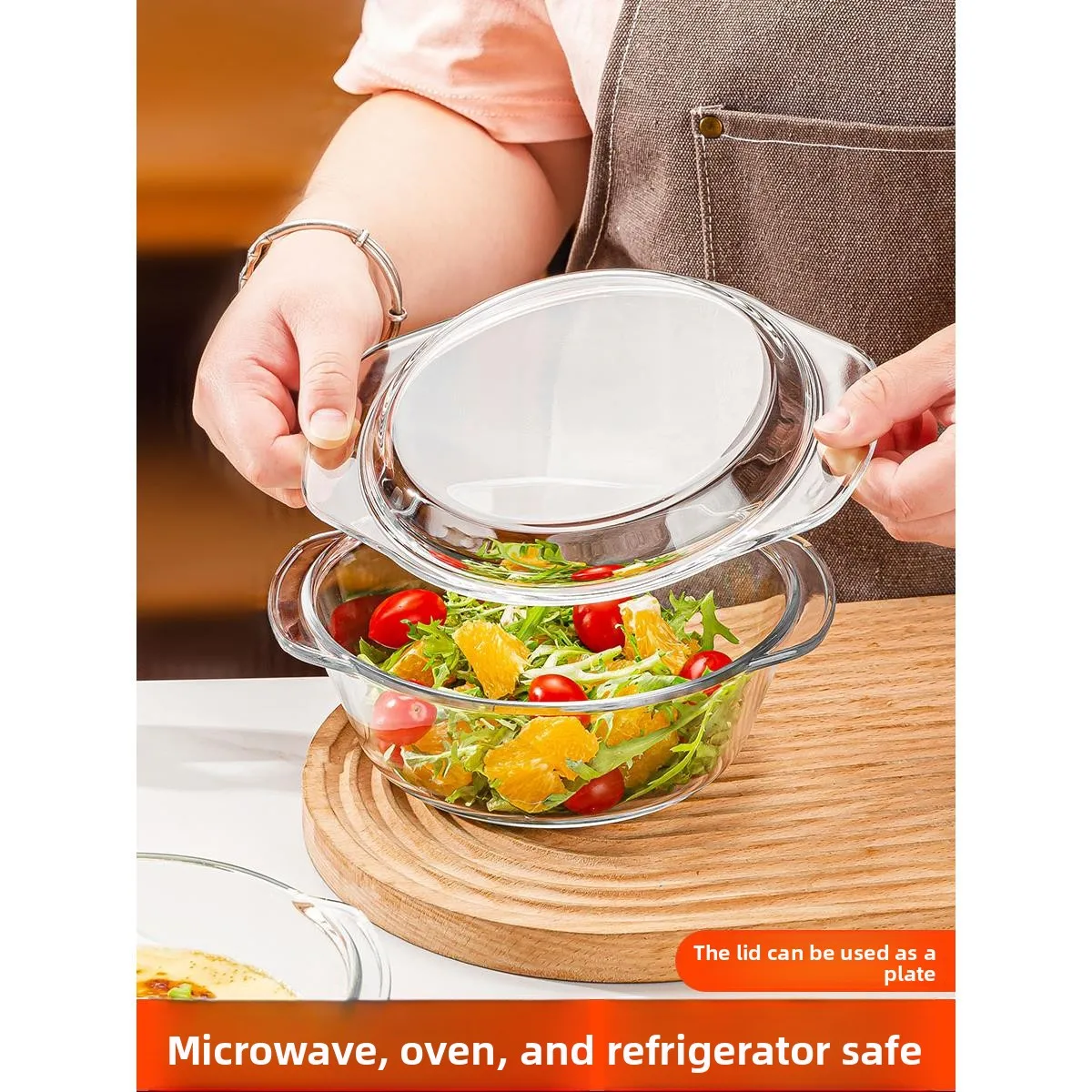 

Стеклянная миска с двумя ручками для микроволновой печи, прозрачная, для яиц, супов и пудингов