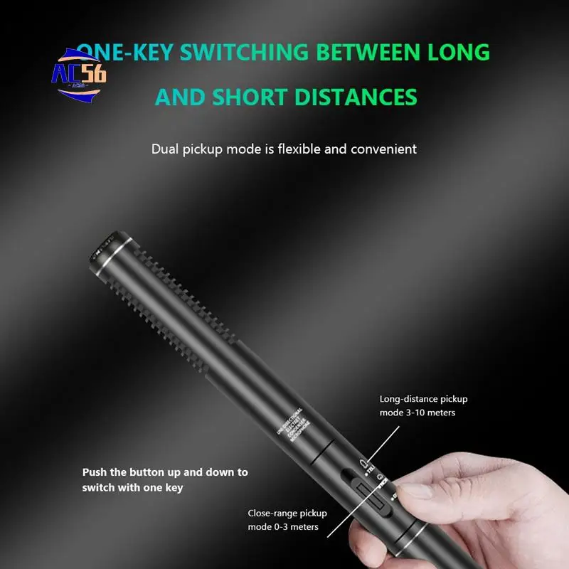 AC56-Professional Condenser Microphone Interview Recording Vlog Live Mic For Canon/Nikon/Sony /DSLR Camera Camcorder-280X22mm Bl