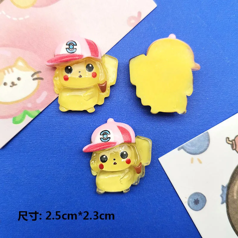 5pcs Cartoon ice through pokemon Pikachu series resin flatback cabochons diy crafts materials jewelry making charms