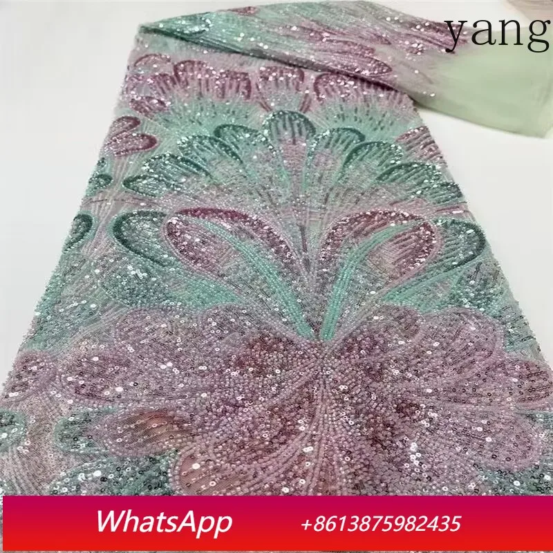 

Новая европейская и американская ткань для свадебных и сценических платьев с вышивкой пайетками и сетчатой вышивкой в стиле тяжелой промышленности