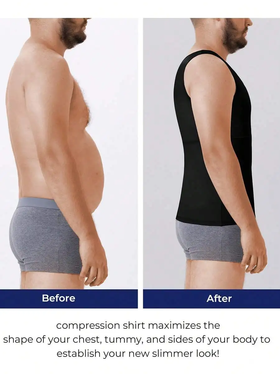 

Mens Compression Shirt Slimming Body Shaper Vest Tank Top Tummy Control Shapewear