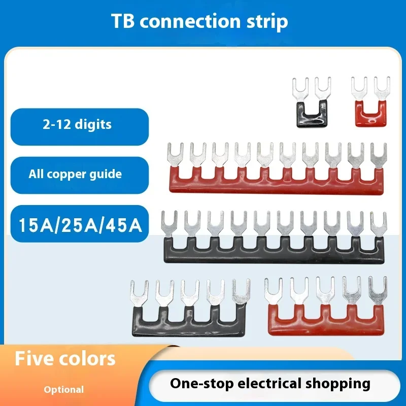 20 Pieces 15/25/45A Various Positions Pre Insulated Fork Type Terminal Connection Strip Barrier Jumper Connection Five Colors