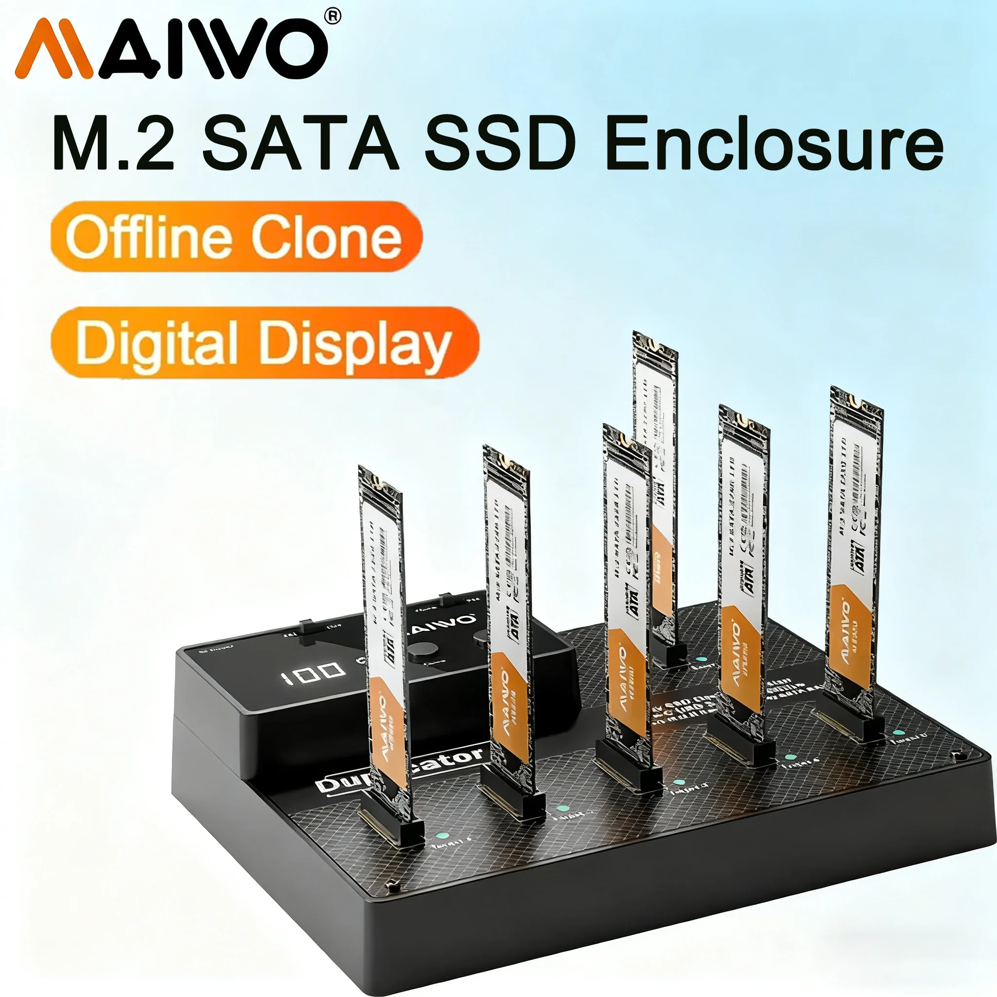 

MAIWO 6-Bay M.2 SATA NGFF SSD Enclosure Dock Support USB 3.1 to M2 SSD Docking Station Offline Cloner for M.2 SATA SSD Disk