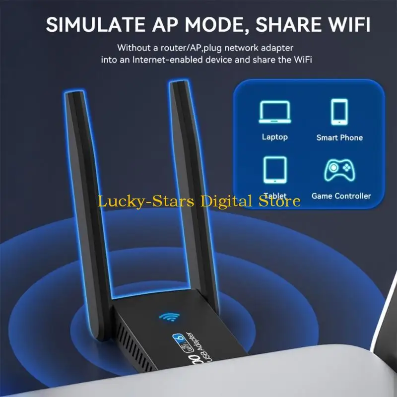 T3EE USB WiFi 6 อะแดปเตอร์ 802.11ax 1800Mbps 2.4GHz 5GHz USB Wi-Fi Wireless Card