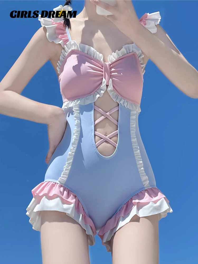 Dopamine Girl One-piece Swimsuit Women 2025 New Cute And Slightly Chubby Girl Covering Flesh And Slimming Pure Desire Swimsuit