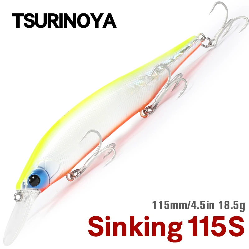 TSURINOYA 115mm 18.5g SinKing Minnow NYX 115S Max 2.8m Artificial Tungsten Weight System Hard Baits Long Casting Wobbler