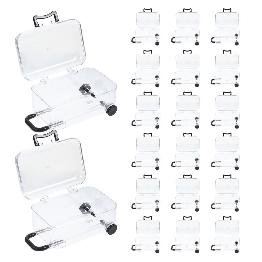 

24Pcs Mini Suitcase Candy Box Clear Plastic Trolley Handle for Wedding Party Favors and Travel Storage Wedding Party Favor Box