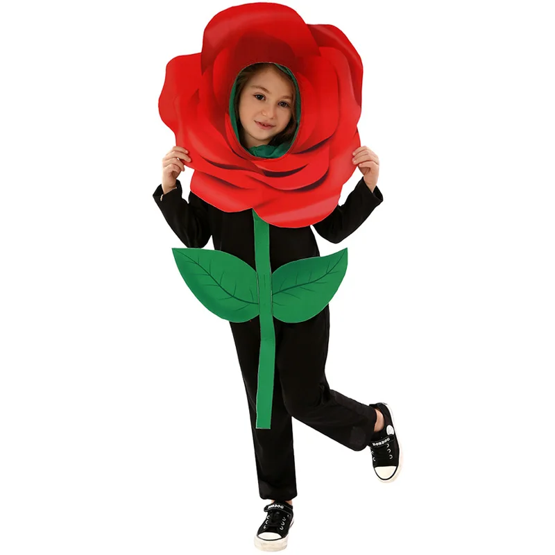 Rose Flower Cosplay Costume pour enfants, garçons, filles, Nette, Noël, Campus, Stage Performance, Déguisement, Roleplay, FantrenforOutfits