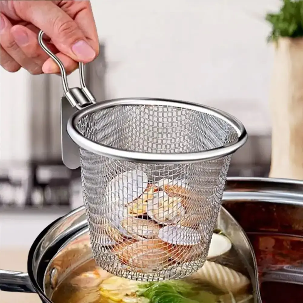 Mesh Strainer Spoon Wall-mounted Frying Filter Basket Spicy Hot Pot Korean Noodles Scoop Kitchen Tableware Cooking Utensils