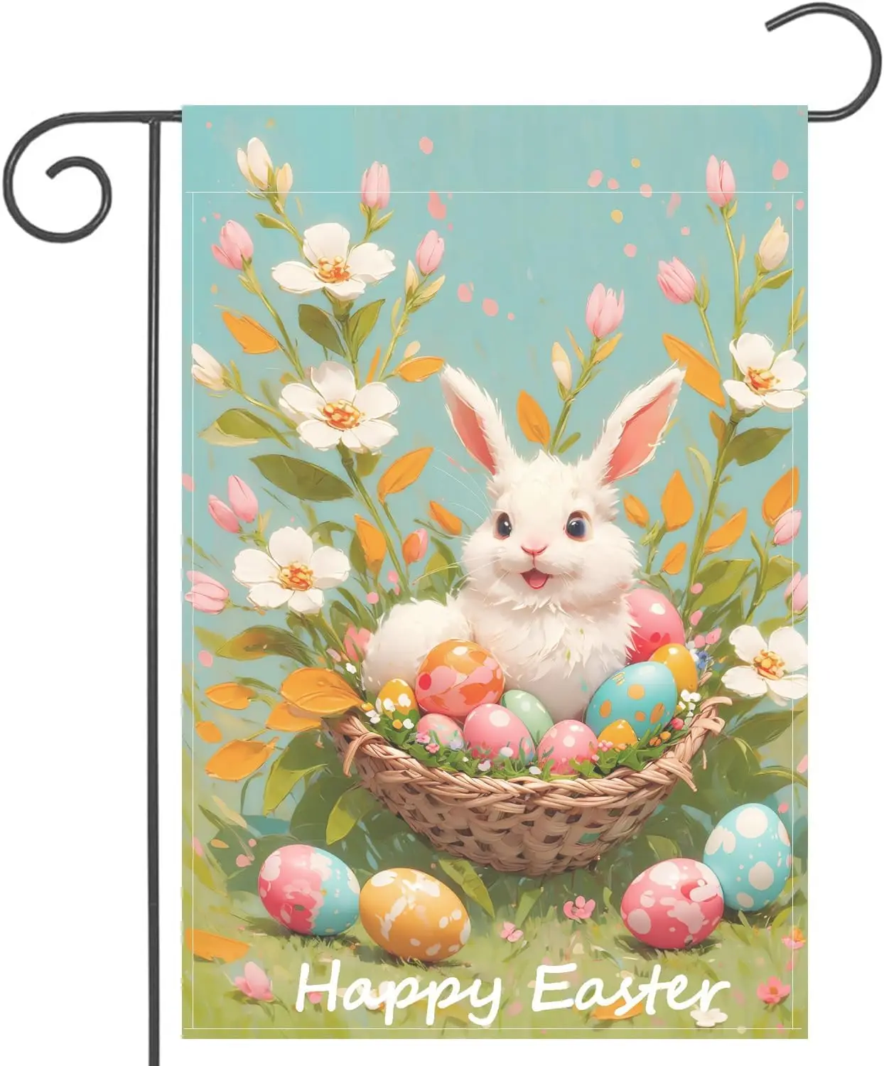 HAVII Easter Garden Flag 12x18 Vertical Double Sided Welcome Spring Bunny Eggs Yard Flags for Outside Decorations Farmhouse Holi