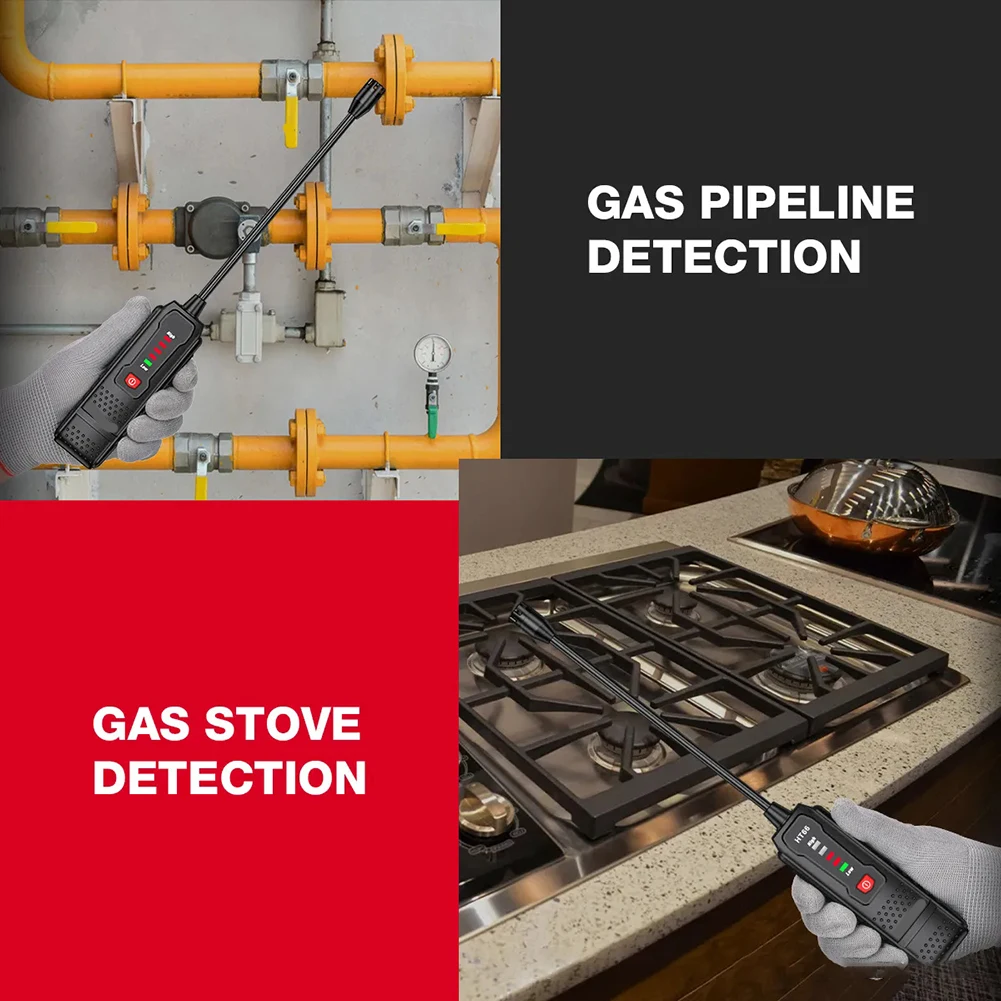 HT66 Compact Gas Leak Detector with Visual LED and Audible Buzzer 50-1000PPM Range for Residential and Mobile Use