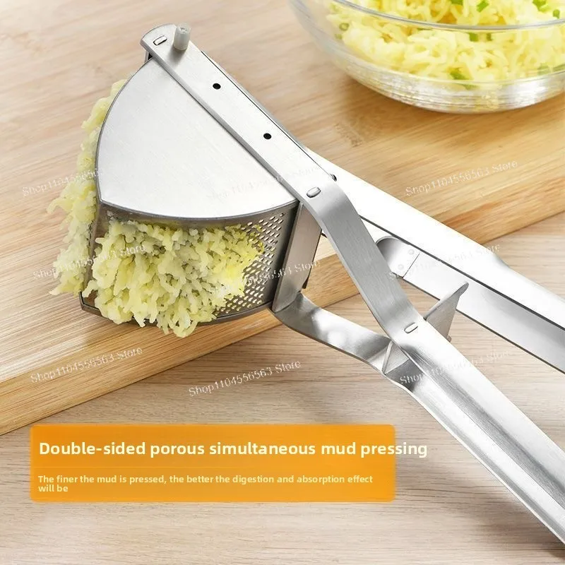 Stainless Steel Clamshell Potato Masher, Fine Mesh Holes, Special Tool for Baby Food & Mashed Potato Making