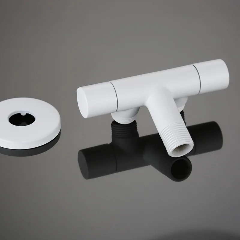 

One in And Two Out All Copper Angle Valve, Bathroom Toilet Spray Shower Double Control White Three-way Angle Valve