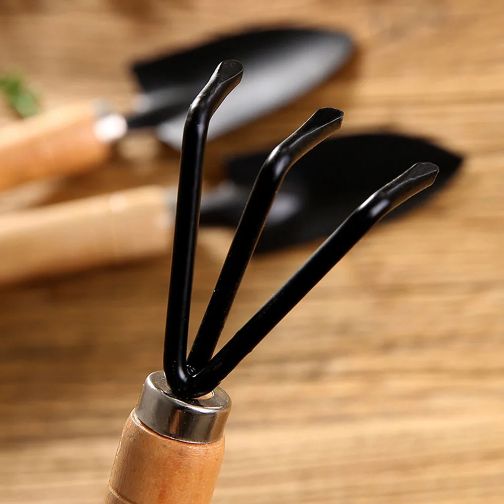 

2Sets Portable Gardening Tool Set Garden Tools Wooden Handle Mini Shovel Rake Digging Cultivating Transplanting