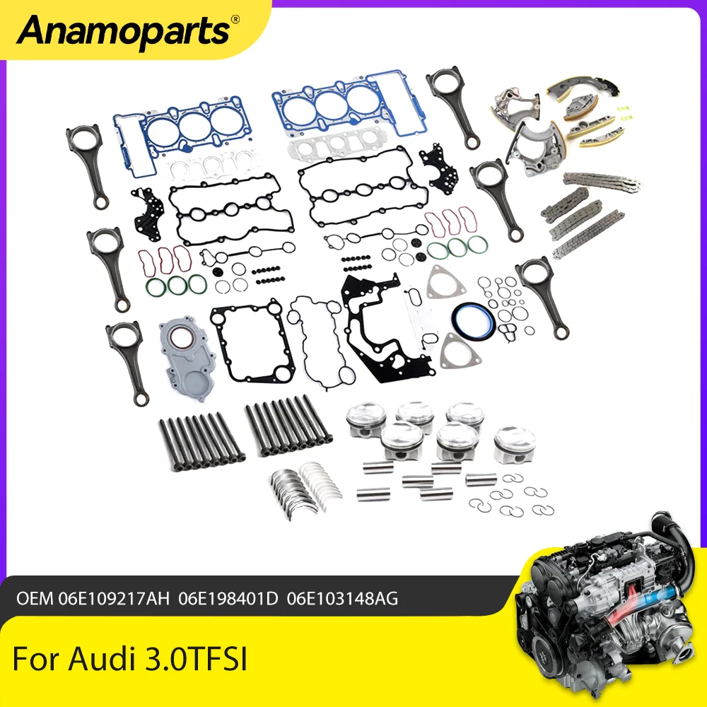 

Engine Parts Rebuild Gasket Set Piston Timing Chain Kit Fit 3.0 L T CJT CAJ For Audi A5 A6 A7 A8 S4 S5 Q5 Q7 VW Touareg 3.0L Gas