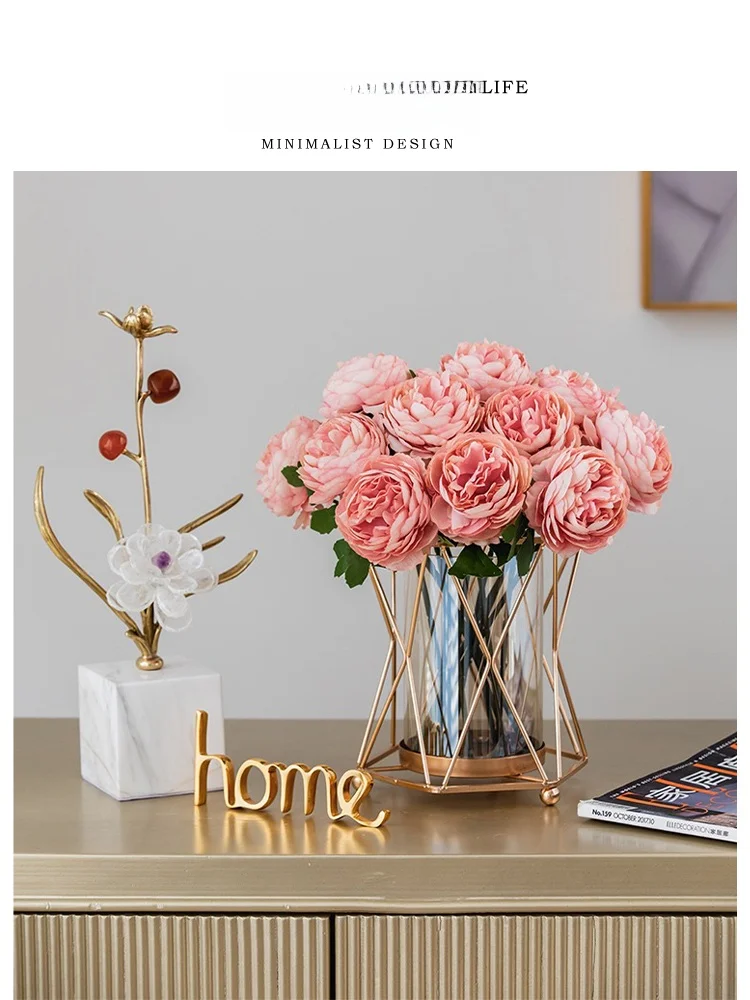 

Tlife Sunny Glass Flower Vase Modern Minimalist Living Room Decor Transparent Flower Arrangement Luxury Home Ornaments