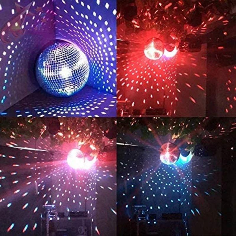 Colorful Stage Lighting Effect 8 Inch 20Cm Disco Mirror Glitter Ball Lightweight Silver Christmas Party Decor